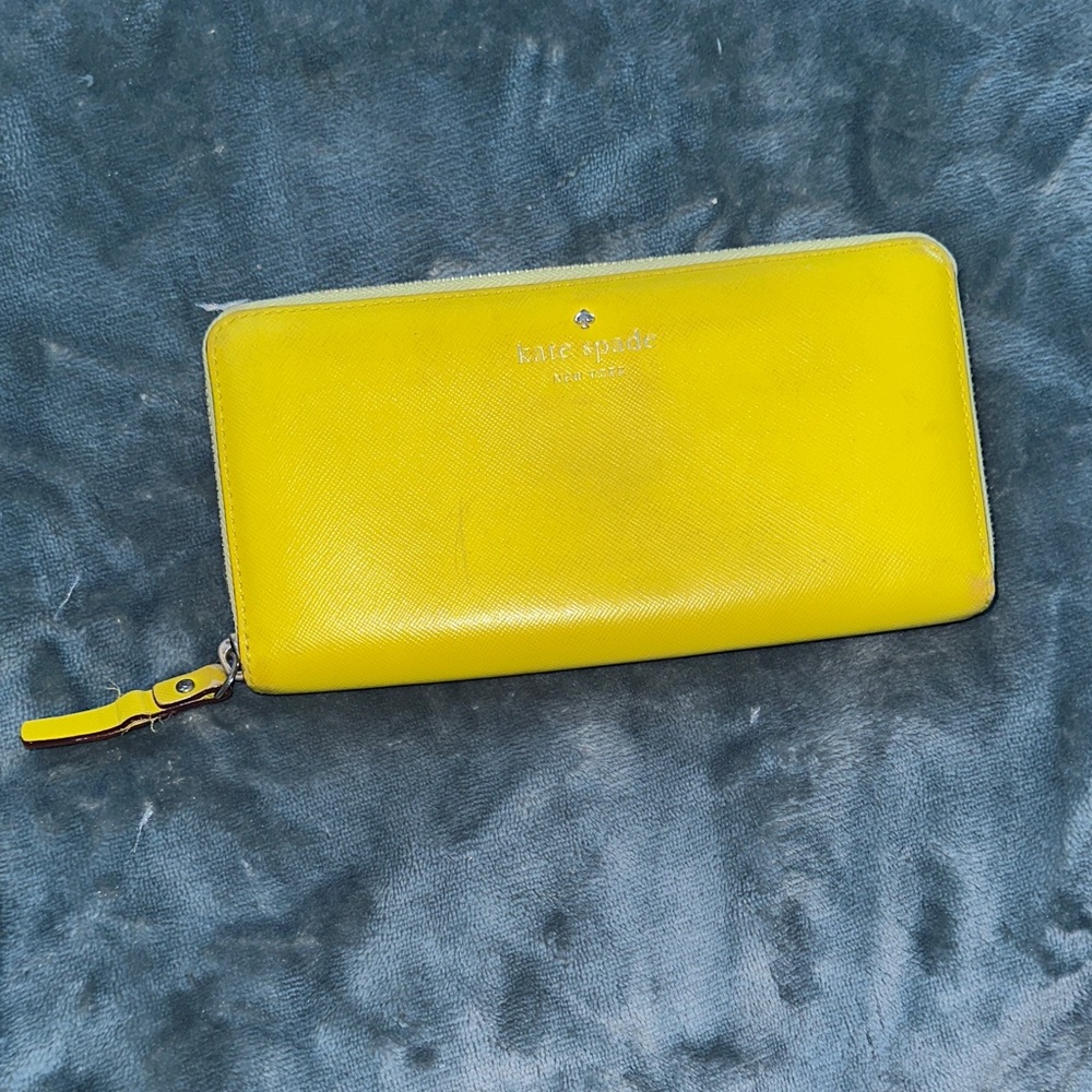 Kate Spade Vibrant Yellow long Zip leather Wallet